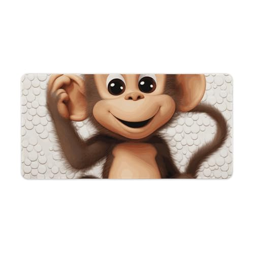 Alfombrilla grande para escritorio Cute Monkey blanca miniatura 1