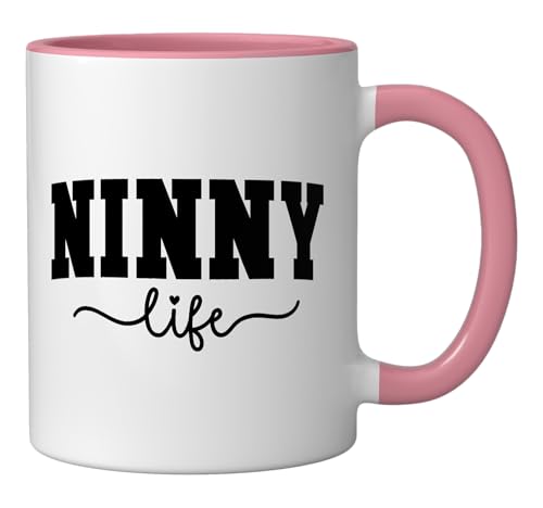 Taza de cerámica Ninny Grandma rosa/blanca 11 oz miniatura 2