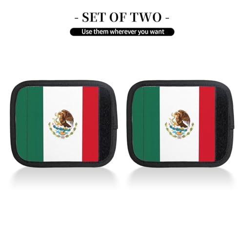 2 Pcs Luggage Handle Wraps, Flag of Mexico Print Grip Handle Cover/Travel Bag Identifier for Suitcase Accessories2