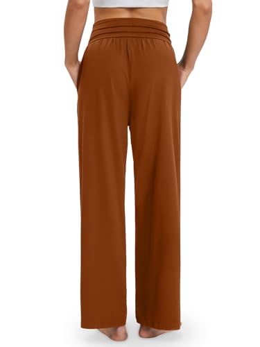 Image of Gracyoga Wide Leg Yoga Pants for Women Casual Loose Cozy Sweatpants High Waisted Lounge Pajama Flowy Pants With Pockets