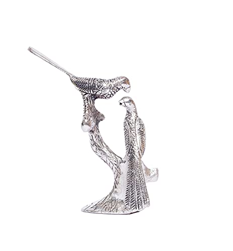 Image of KridayKraft Love Birds Couple Kissing Sitting on Tree,Animal Showpiece for Home Decorative Statue, Gift for Boyfriend,Girlfriend,Wife,Husband,Friends,Happy Home Decoration Idol Showpiece (Silver)