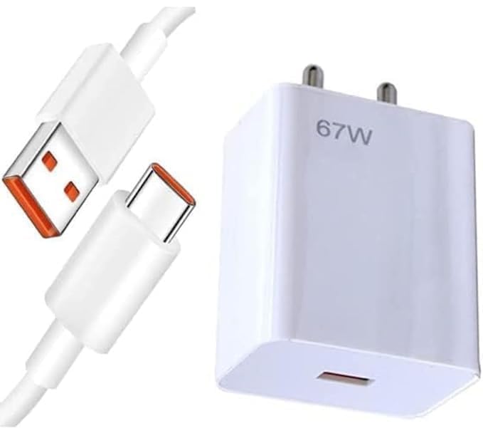 Image of Auorld Original 67W Turbo Super Fast Charger Combo USB-C Charging Adapter & Cable | Quick Charge 4.0 PD Power Delivery Compatible with Xiaomi Redmi Note 12 Pro, Note 11 Pro,10 Pro, Mi Series & More