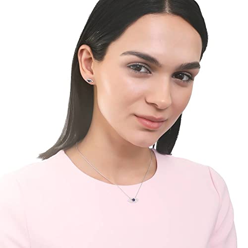 BERRICLE Sterling Silver Evil Eye Cubic Zirconia CZ Fashion Pendant Necklace for Women, Rhodium Plated - Image 5