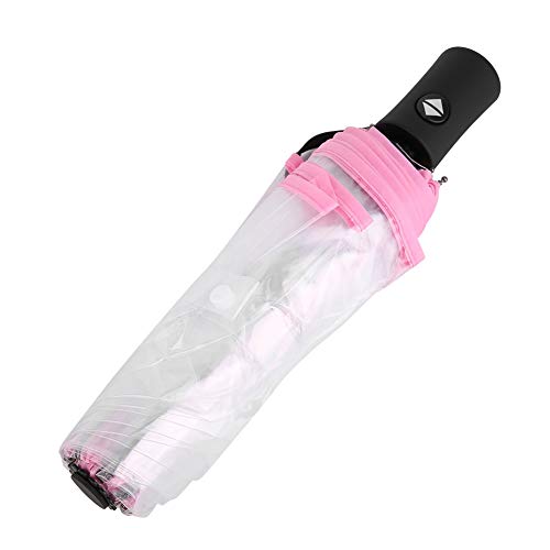Delaman Paraguas, Paraguas de Lluvia Transparentes, Plegable, portátil, Triple, Paraguas de Moda para Mujer, Accesorios para el hogar(Rosado) Cover