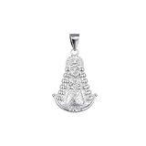 Minoplata Medalla Silueta Virgen del Rocío, Plata de Ley 925, Pequeña, 1,5cm x 1cm, Unisex, sin Cadena