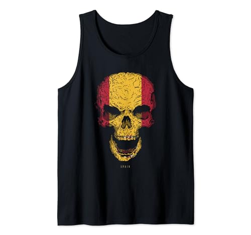 Camiseta Calavera con Bandera de España Cráneo Camiseta sin Mangas