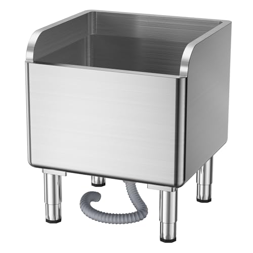 Commercial Floor Mop Sink - Stainless Steel Utility Sink with High Baffle & Removable Filter Rounded Edge Design Large Capacity for Cleaning Tools Sports Gear & More (17.72 x 16.14 x 21