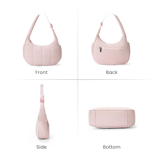 Image of Small Puffer Crescent Shoulder Bag for Women Lightweight Water-Resistant Nylon Purse with Adjustable Strap & Multiple Pockets