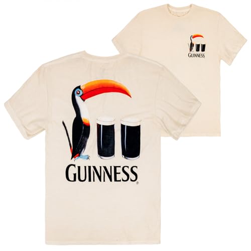 Guinness Toucan Two Pints Mineral Wash Front and Back Print T-Shirt (US Alpha X-Large Regular Regular)