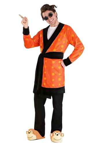 Coraline Other Father Costume for Men with Robe Belt Glasses & Pair of Slippers - Officially Licensed M