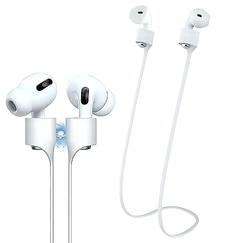 Image of LIRAMARK Magnetic Anti-Lost Strap Silicone Rope Wire Cable Connector String for AirPods Pro /Aipods Pro 2 / Airpods 1,2&3 / Earbuds (White)
