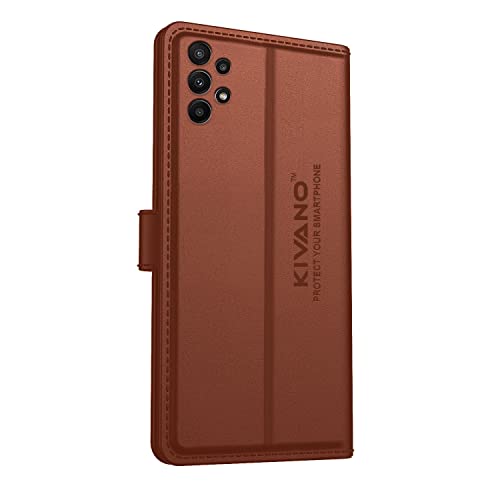Image of KIVANO Samsung Galaxy A73 5G Flip Cover | Leather Finish | Inside Pockets & Inbuilt Stand | Shockproof Wallet Style Magnetic Closure Back Cover Case