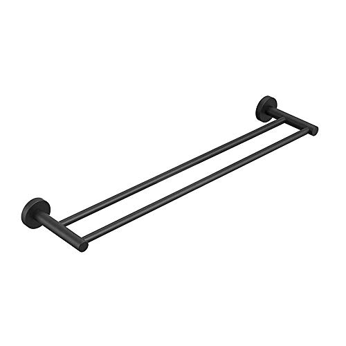Toallero perforado negro doble poste de 80.5cm para pared de baño 2