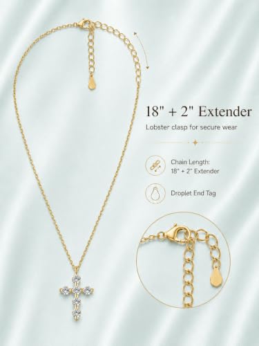 Lyniuoy Moissanite Cross Necklace for Women 14K Gold Plated Cross Necklace Dainty Small Cross Faith Pendant Choker Charm Trendy Religious Jewelry Gift — view 6