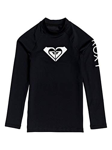 image for Roxy Girls' Whole Hearted Long Sleeve Rashguard Surf Shirt, Anthracite