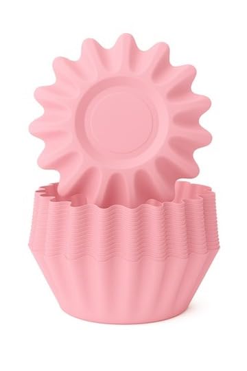 The Baked Studio Bloom Baking Cupcake Cases – Pack of 50 | Flower-Shaped Cupcake Liners | Premium Greaseproof Paper | Stylish Baking Cups for Cupcakes & Muffins (Light Pink)