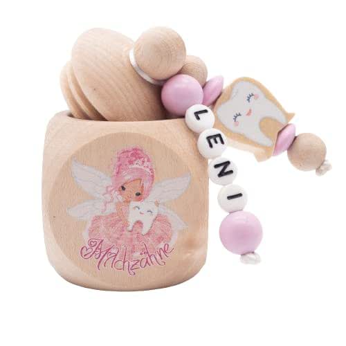 FIDWALL Zahnbox Personalisiert - Milchzähne Aufbewahrung Mit Zahnfee Tasche & Münze