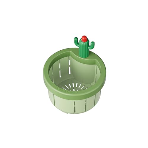 Dafape Colador de Drenaje del Fregadero de la Cocina Cactus, Filtro del Fregadero Tapón del Colector de Desechos Cesta de Descarga Automática Prensable para Alimentos Hogar Lindo (Verde)