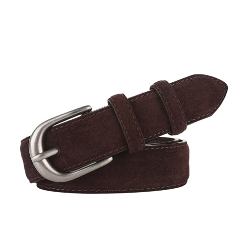 Decorative Belt Casual Leather Belt For Women Wide Elegant Dress Jeans Waistband Silver Buckle Girdle for Country Concert Outfit(Coffee A)