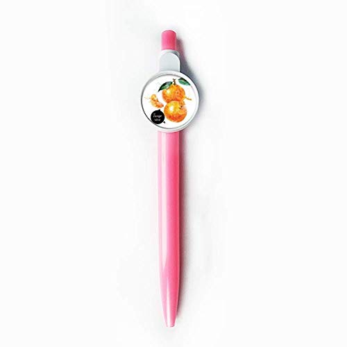 Stylo à bille rétractable encre bleue motif fruit aquarelle tangerine écriture douce