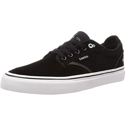 Emerica mens Dickson Low Top Vulc Skate Shoe, Black/White/Gold, 10.5 US Cover