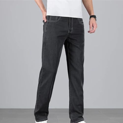 Men's Business Jeans Stretch Straight Denim Pants Thin Casual Cotton Trousers Regular Fit Male3