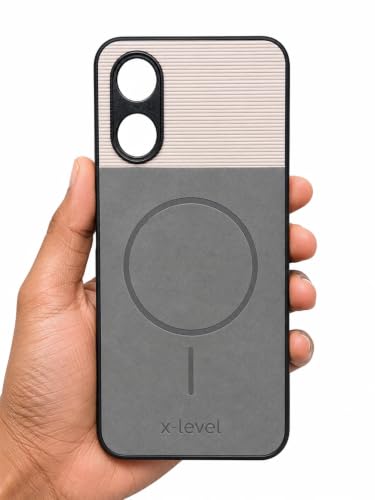 Image of Bintage Dual-Leather 2in1 Phone Case| Soft Touch Finish | Full Camera Protectection Back Cover Compatible for Oppo CPH2477 /Oppo A17 4G - White & Matelic Grey