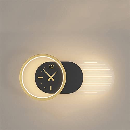 Applique murale LED moderne avec horloge intégrée et éclairage trichromatique salon