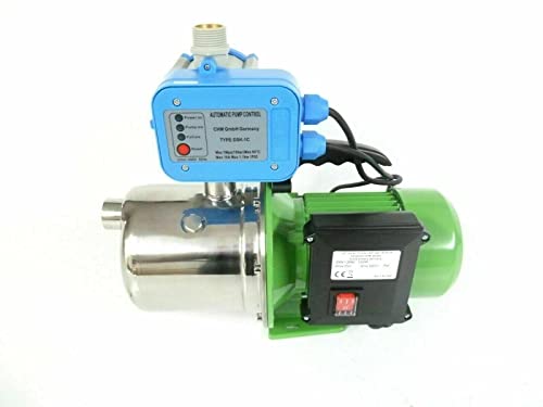 CHM GmbH® Gartenpumpe Edelstahl mit Druckschalter 1300 Watt 5,5 Bar 5400 L/h Pumpe Hauswasserwerk, JET Pumpe