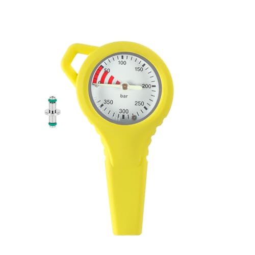 Lonrtesw Manómetro de Presión Residual para Buceo con Rotación de 360 Grados y Esfera para Manómetro Amarillo.