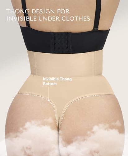 Image of SHAPELLX Thong Shapewear Tummy Control Underwear for Women High Waisted Body Shaper