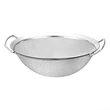 Cesta de lavado de arroz de malla fina de acero inoxidable, filtro de doble capa, agujeros de 1 mm, asas ergonómicas, para arroz, colador de aceite de sésamo (A)
