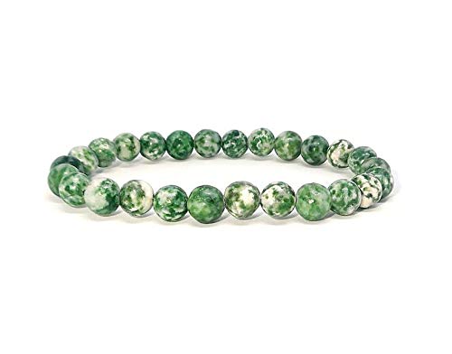 MARKA Natural Green Spot Gemstone Bracelet Round Loose Beads 8mm