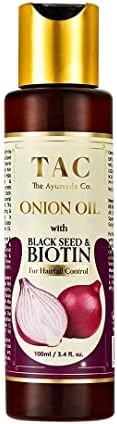 KRISTINA TAC - The Ayurveda Co. Onion Hair Oil for Hair Growth with Black Seed, Plant Derived Biotin for Hair Fall Control, Mineral Oil Free - 100ml