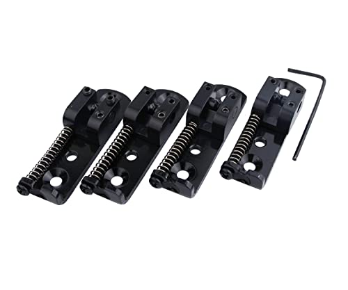 Guyker Vintage Machined Adjustable Stainless Steel Saddle Metal Plate Single Bass Bridge (4 Piece, Black) #TOP1