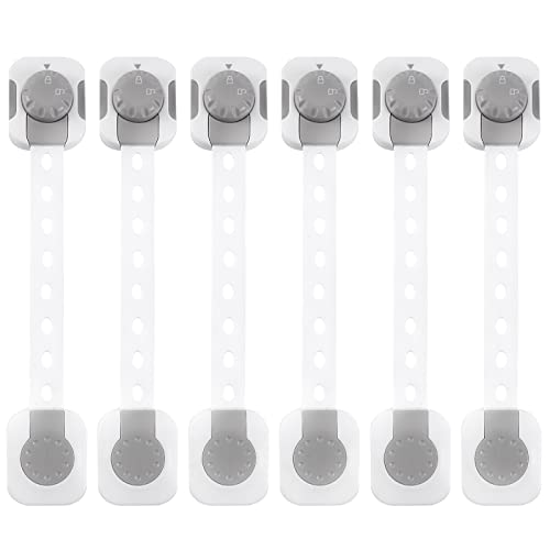 SKY-TOUCH Baby Safety Lock Child Safety Locks Multi-Functional Adjustable Double Button Baby Anti-Clip Latch System For Cabinets Drawers Fridge Closet Doors EtcPack Of 6