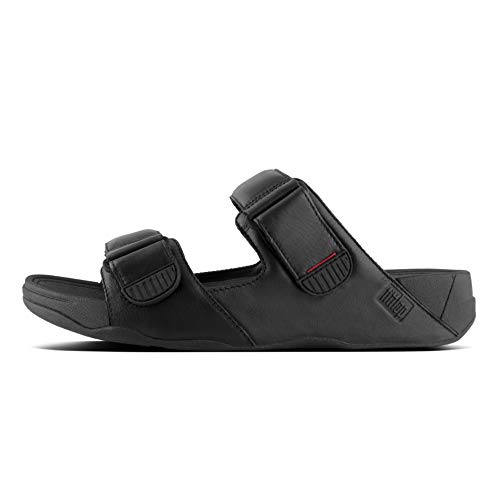 FitFlop Men's Gogh MOC Slide in Leather Sandal, Black, 122
