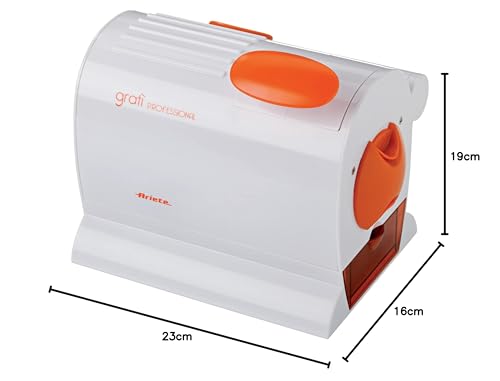 Ariete 445 Gratì Professional Elektrische Reibe, professionell, extra große Rolle aus Edelstahl, abnehmbarer Behälter mit Frischedeckel, 120 W, Weiß/Orange