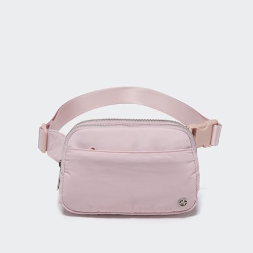 Image of Pander Everywhere Belt Bag for Women, 5 Zipper Pockets Nylon Crossbody Fanny Pack Purse (Pink).