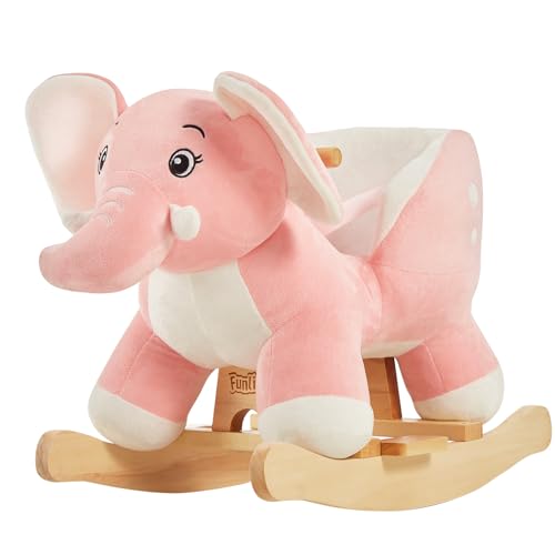FUNLIO Elephant Baby Rocking Horse for Toddlers 6 Months to 3 Years, Cute & Graceful Pink Elephant Rocker for Baby Girl, Stuffed Plush Ride-on Rocking Animal, Easy to Assemble, CPC & CE Certified by FUNLIO - Used condition - US$101.37