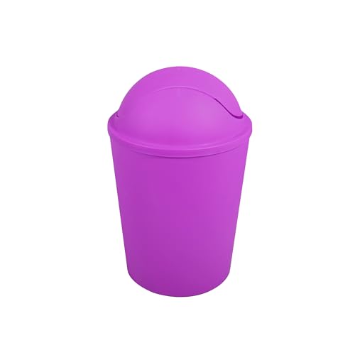 MSV - Poubelle à Bascule PP AKO - Capacité 5,5 L - Design Compact et Pratique - Idéale pour Salle de Bain ou Cuisine - Couleur Violet - Fonctionnement Simple