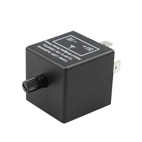 DACIRTY LED Steering Flasher Relay, Flame Retardant Case Fixed Frequency Solution Adjustable CF13KT Relay, Plug and Play Retrofit Replacement Part, Suitable for Most Cars (Black)