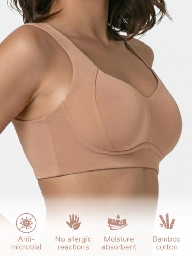 Image of Enamor Bamboo Cotton A077, Side Support, Everyday Women's T-Shirt Bra - 3X Softer, 4X More Absorbent, Antimicrobial, Padded, Wirefree, Full Coverage