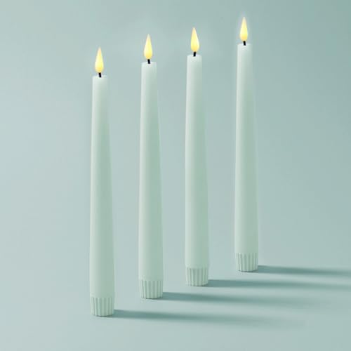 Image of LampLust Flameless Taper Candles with Remote, 9 Inch, 4 Pack Pastel Blue Candlesticks, LED Flickering Flameless Candles for Baby Shower Gender Reveal Decoration, Summer Home Decor, Table Centerpiece