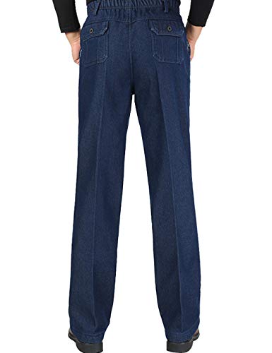 Zoulee New 2019 Men's Full Elastic Waist Denim Pull On Jeans Straight Trousers Pants2