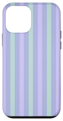 Pastel Lavender Purple Green Vertical Stripes Preppy Pattern �X�}�z�P�[�X iPhone 12 mini �p