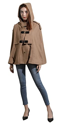 CHARTOU Women's Cute Batwing-Sleeve Hooded Wool Baggy Poncho Cape Cardigans Outwear4