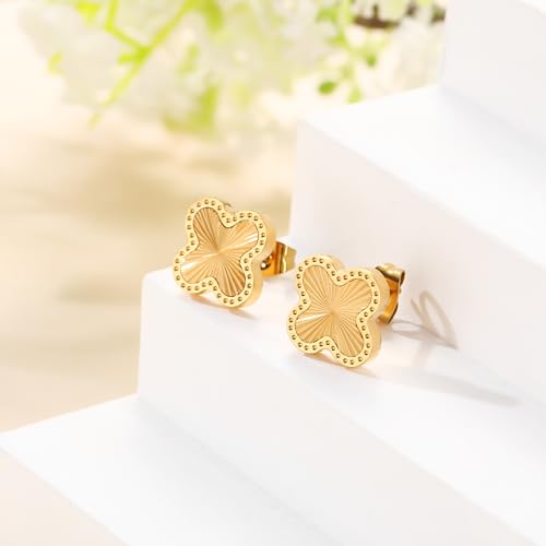 18K Gold Plated Clover Earrings for Women Four Leaf Clover Stud Earrings Lucky Dangle Earrings Simple Jewelry Gifts for Women3
