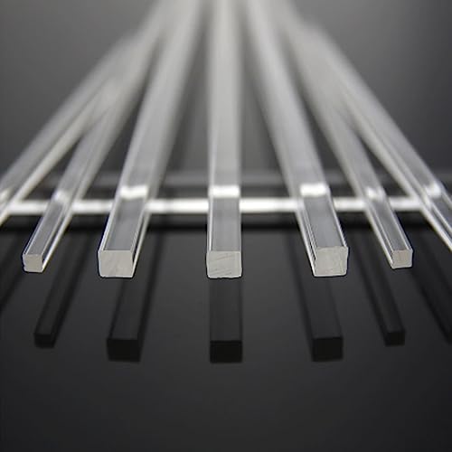 Barra cuadrada de acrílico transparente de 10x10mm y 250mm de longitud en pack de 4 piezas 4
