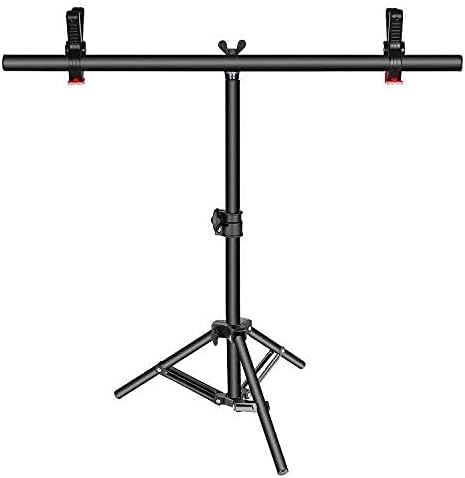 5ft Photography Mini T-Shaped Background Stand Adjustable Support Photo Studio Desk Stand for Backdrops Green Screen (Mini T-Stand & 2Clip)